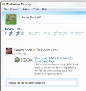 Windows Live Messenger 2011 e comentários em atualização