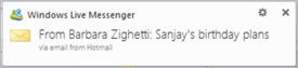 Atualizações do Hotmail no Windows Live Messenger